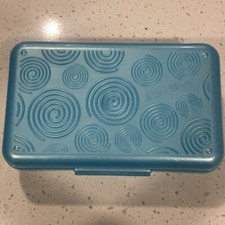 Spacemaker Pencil Box Green Swirl  Frosted Clear Retro Plastic Storage Case