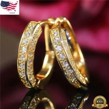 925 Silver,Gold,Rose Gold Plated Hoop Earrings for Women Jewelry Simulated glass