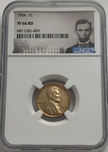 1954 P NGC PF66 RD RED PROOF LINCOLN WHEAT PENNY 1C ONE CENT PORTRAIT LABEL