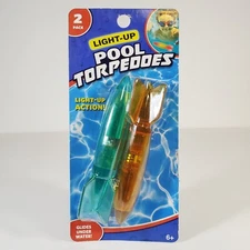 Best Brands Light Up Pool Torpedoes Toy 2 Pack Glides Under Water - Green/Orange