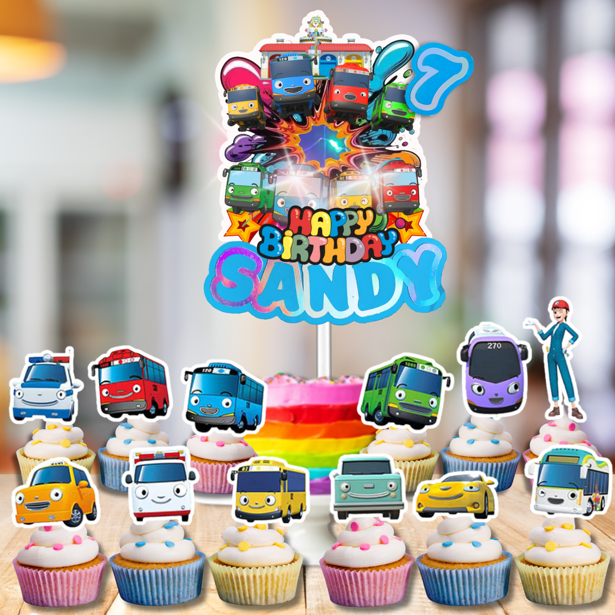 TAYO BUS CUPCAKE CAKE TOPPER BIRTHDAY SUPPLIES DECORATION THEME IDEA FAVOR  LIGHT