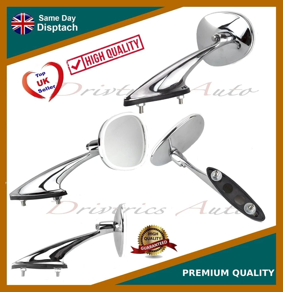 ESPEJO EXTERIOR OVALADO PARA PORSCHE 356 A ESPEJO TRASERO IZQUIERDO - DERECHO 1955-60 NUEVO Foto 2 de 4