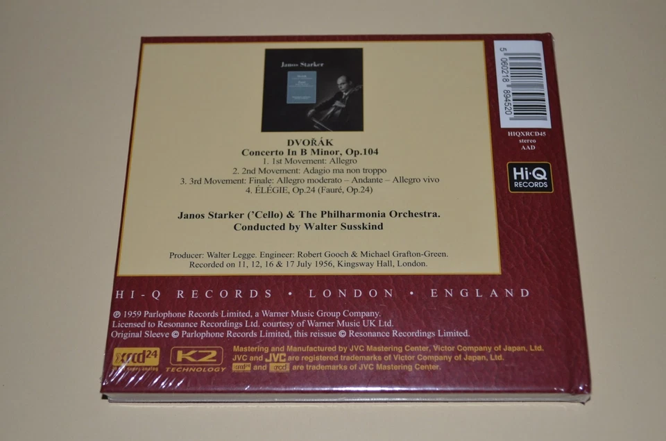 Janos Starker - Dvorak & Fauré / Cello Concerto / Hi-Q XRCD /Digibook New Sealed - Bild 2 von 2