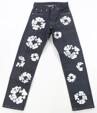 Rare DENIM TEARS x LEVI’S Cotton Wreath Jeans Streetwear Indigo Blue Size 26x30