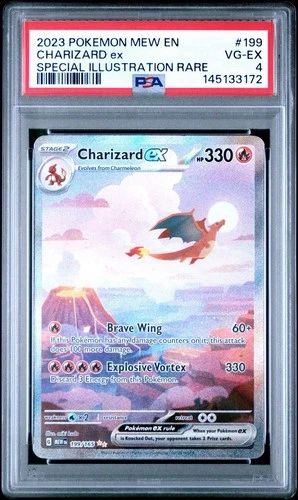 2023 POKEMON MEW EN-151 SPECIAL ILLUSTRATION RARE #199 CHARIZARD EX PSA 4