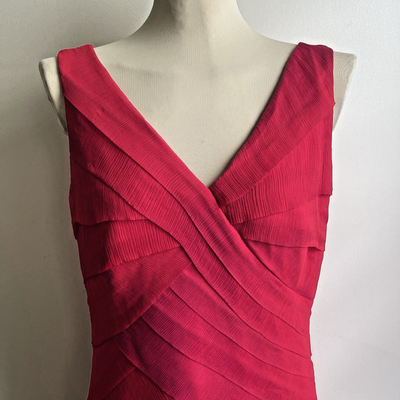 Tadashi Shoji Pink Silk Dress Sleeveless Tiered Ruffle Cocktail Midi Size  12 | eBay