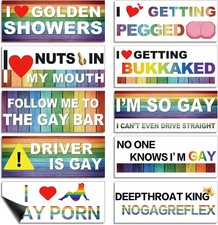 10Pcs Funny Gay LGBT Prank Bumper Stickers Magnetic Bumper Decals Funny Sticker