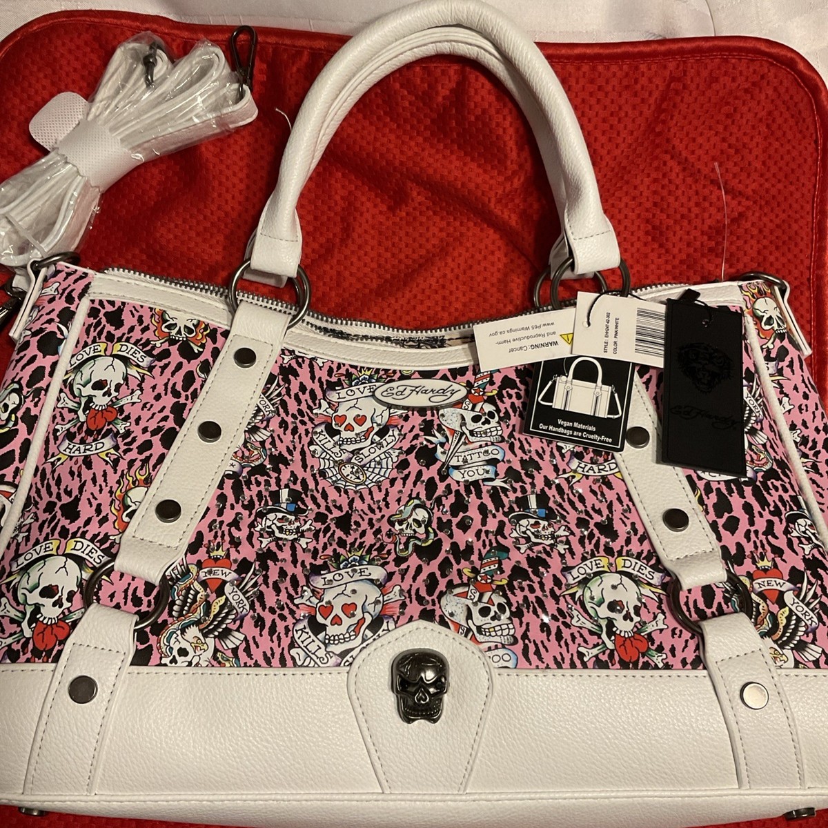 Ed Hardy Y2K Pink Leopard w/ Skulls & Hearts Design NWT Purse | eBay