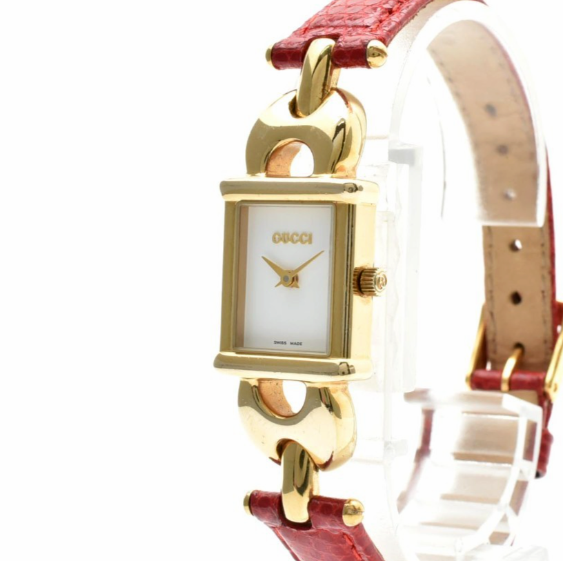 Vintage [N MINT] Gucci 1800L Change Belt Red Gold 18mm Qz Ladies