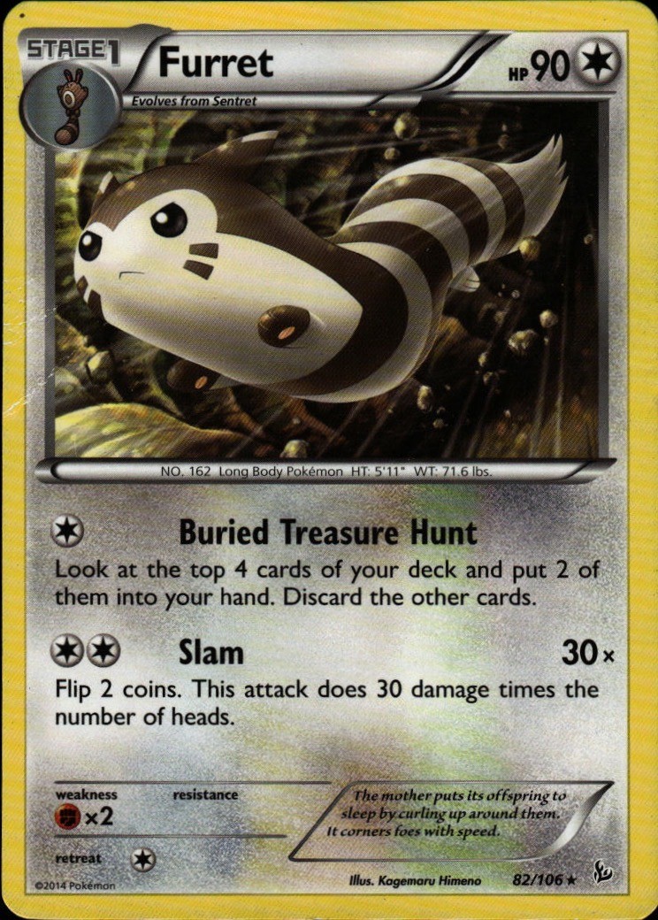 Pokemon TCG Card Furret Rare Colorless Normal XY - Flashfire FLF 82/106 Kagemaru