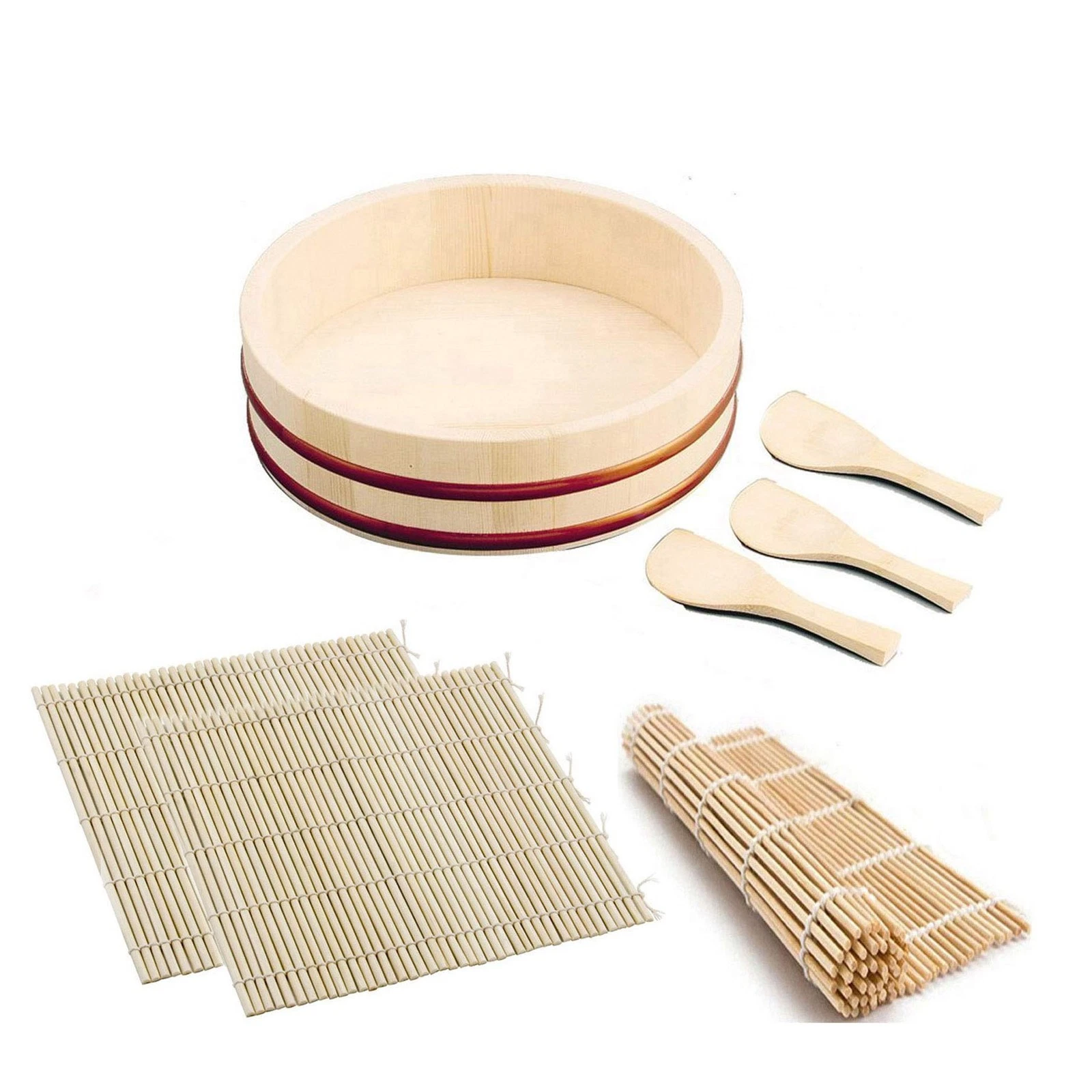 , Sushi Making Kit with Wooden Hangiri Rice Mixing Tub 10", 3 Bamboo Sushi Ro...
Opens in a new wind