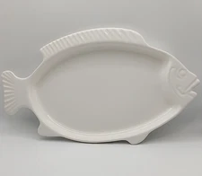 🔥 Pfaltzgraff HEARTH 13" Fish Baker White Seafood Bake 'N Serve Platter EUC
