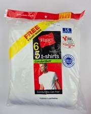 2008 Hanes Men's 6-Pack Tagless White T-Shirts Size L 42-44 ComfortSoft