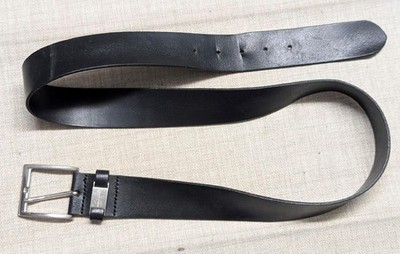 black full grain leather dress belt Single Stitch Leather Belt