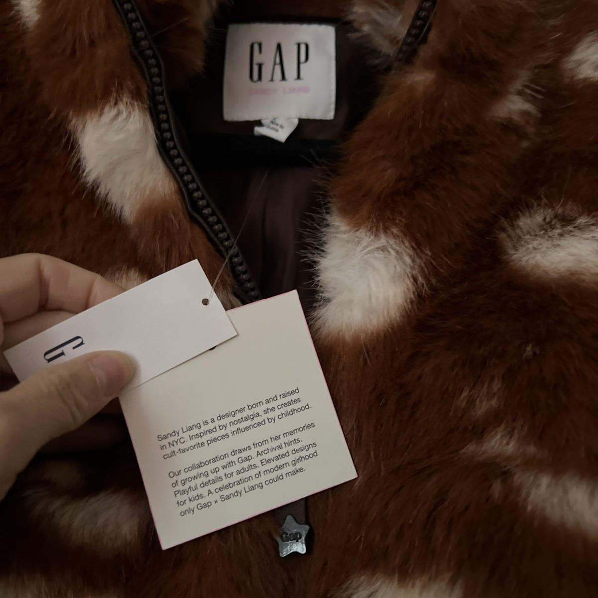 Gap × Sandy Liang Spotted Vegan Fur Half-Zip Pullover Size XXS/XS