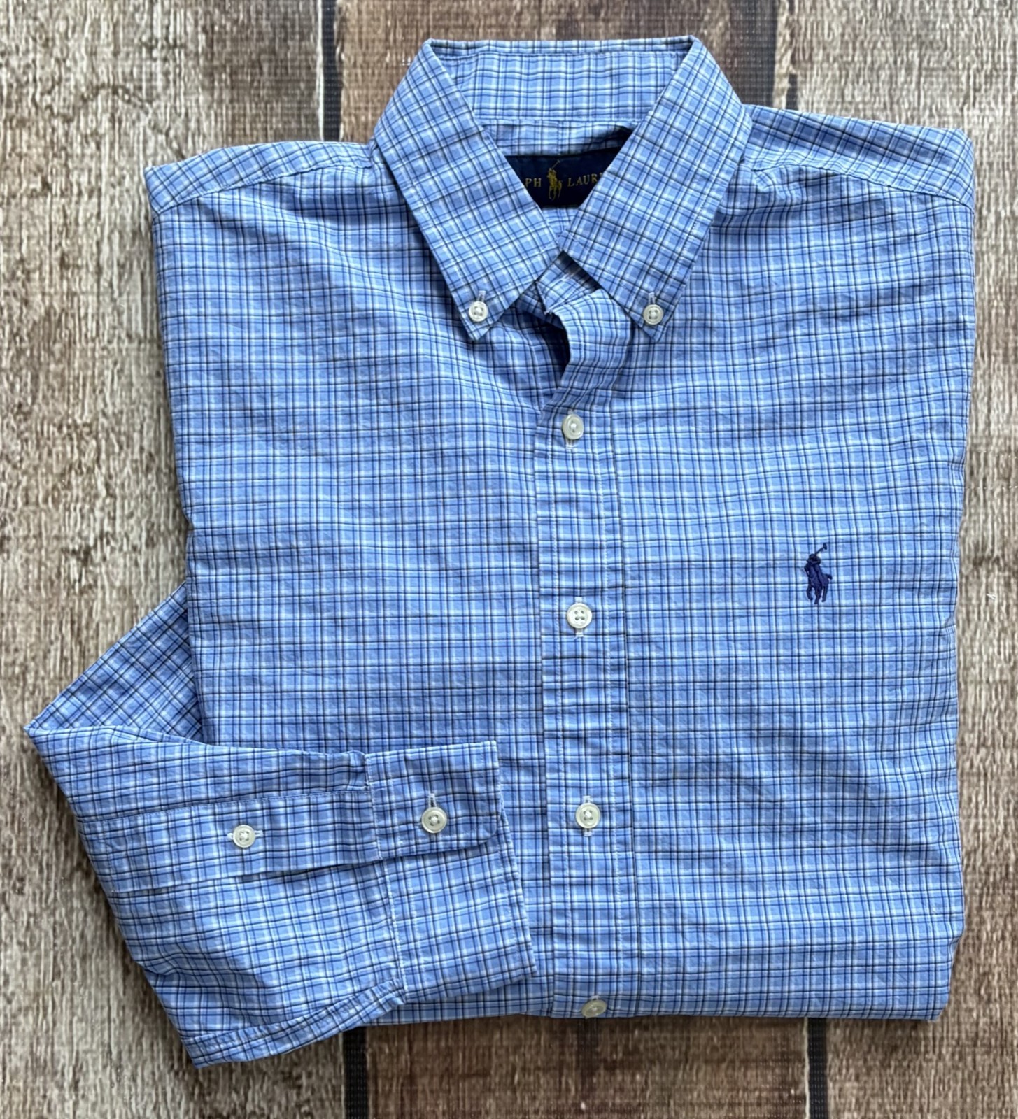 POLO RALPH LAUREN SPORT SHIRT BLUE MULTI MENS MEDIUM EXCELLENT CONDITION