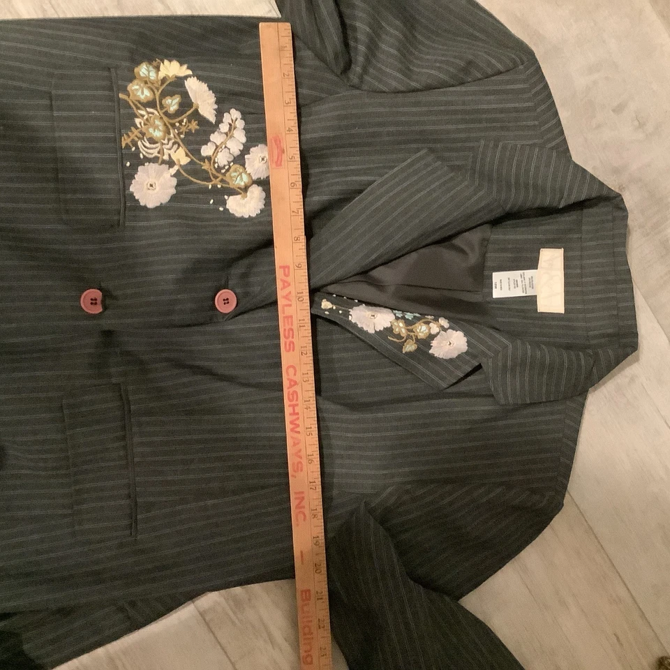 Traje Falda Monroe & Main Talla 18W Gris Rayas Bordada Raro Único De Colección Foto 4 de 4