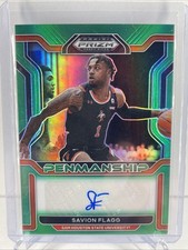 2022 Panini Prizm Draft Picks College Penmanship Savion Flagg CPSFL Green Prizm 