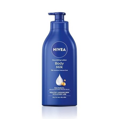 NIVEA Nourishing Body Milk 600ml Körperlotion mit Hyaluronsäure | 72Hr Hydrati