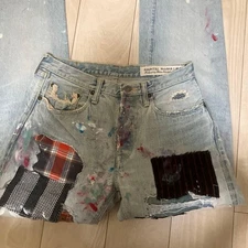 KAPITAL Patchwork Straight Denim Jeans Size 32 Light Blue Men Japan Made