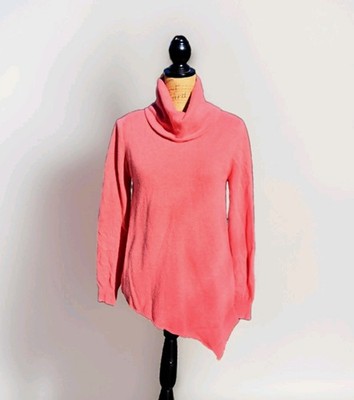 Repeat Melon Tangerine Luxury Wool Cashmere Turtleneck Asymmetrical Sweater 40/M