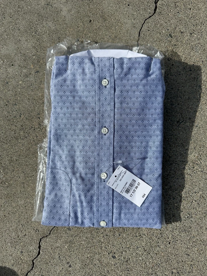 Camisa de vestir Oxford Stafford Travel sin arrugas para hombre 17-1/2 (36-37) X-Tall nueva con etiquetas Foto 2 de 3