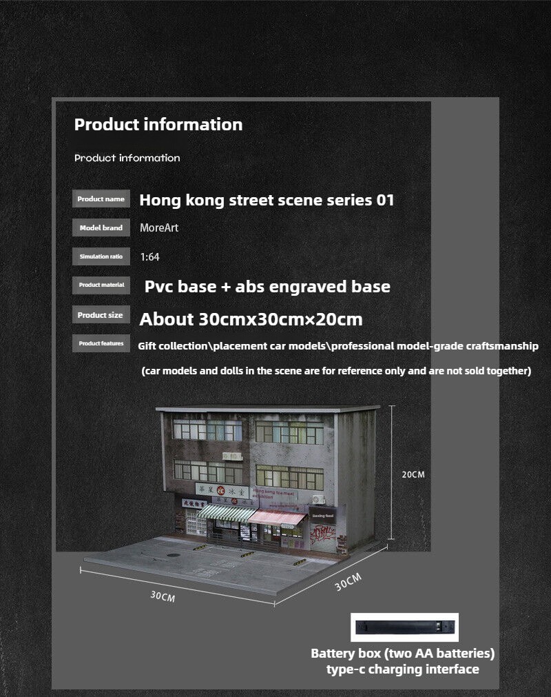Diorama 1/64 Car Garage Model LED Lighting City Parking Lot Building Scene Model