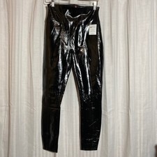 Spanx Faux Patent Leather Leggings Classic Black High Rise 20301R Medium NEW