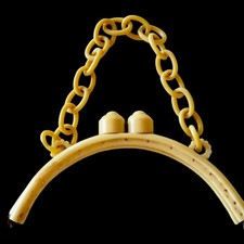 RARE Vintage Lucite or Celluloid Cream Art Deco Purse Frame 1940&rsquo;s Kiss Clasp