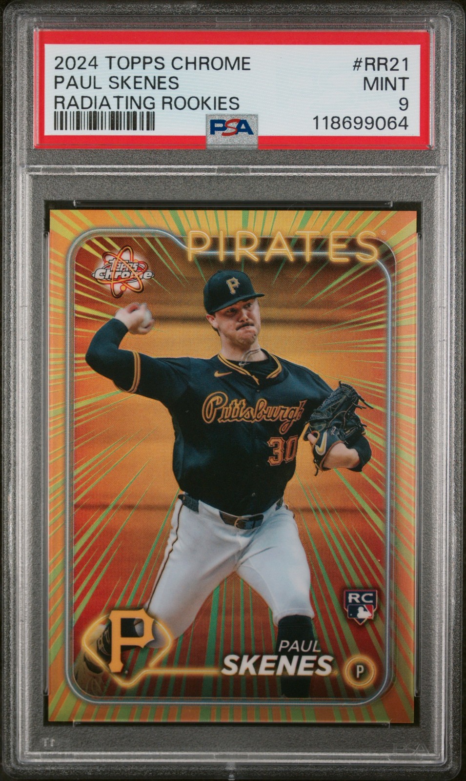 2024 TOPPS CHROME RADIATING ROOKIES UPDATE #RR21 PAUL SKENES PSA 9