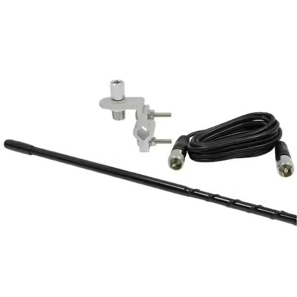 Mirror Mount Fiberglass CB Antenna Kit in Black, 3 Ft.. Available Now for $21.08