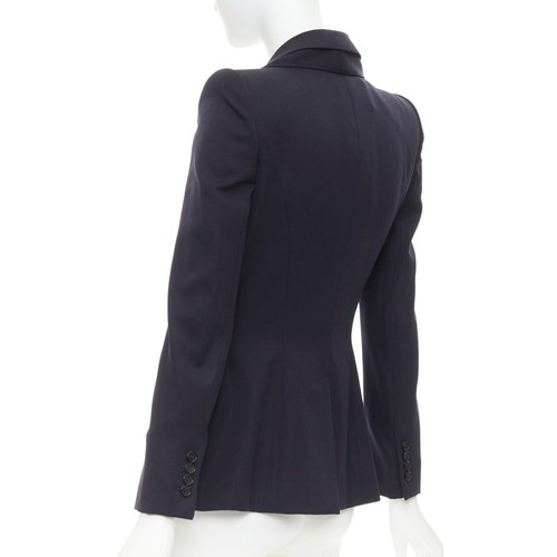 ALEXANDER MCQUEEN 2017 navy wool layered double collar blazer jacket IT38 XS - Picture 7 of 10