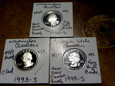 Bulk #11 Three Gem Deep Cameo Proof Washington Quarters See Photos for Dates O1