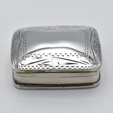 Vintage Solid Sterling Silver Pill Pot Box Engraved Hinged Lid 925 1991