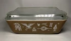 Vintage Pyrex Early American 0503 Refrigerator Dish 1.5 QT Brown White w/ Lid