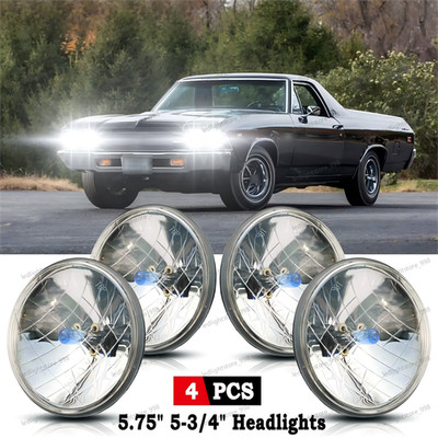 4pcs 5.75'' 5-3/4'' ROUND HI/LO BEAM DRL HEADLIGHTS WHITE FOR CHEVY GMC