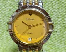 BULOVA Men's Quartz Watch with Gold Dial Used From Japan F/S