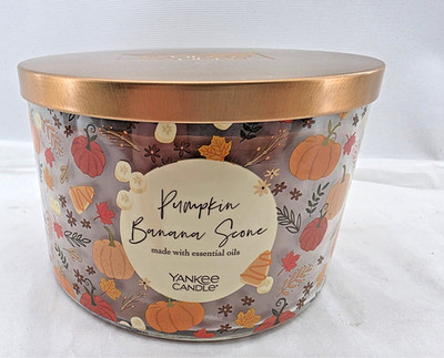 Yankee Candle Pumpkin Banana Scone Essential Oils 18 oz Scented Candle 3-Wick