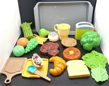 Lot of 22 Pieces of Pretend Play Food, Pans, Toaster Some Vintage  Fisher Price
