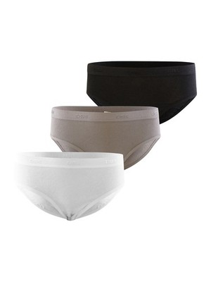 DIM Mädchen Slips 'Pockets' 3er Pack schwarz weiß grau Baumwollmix weich bequem