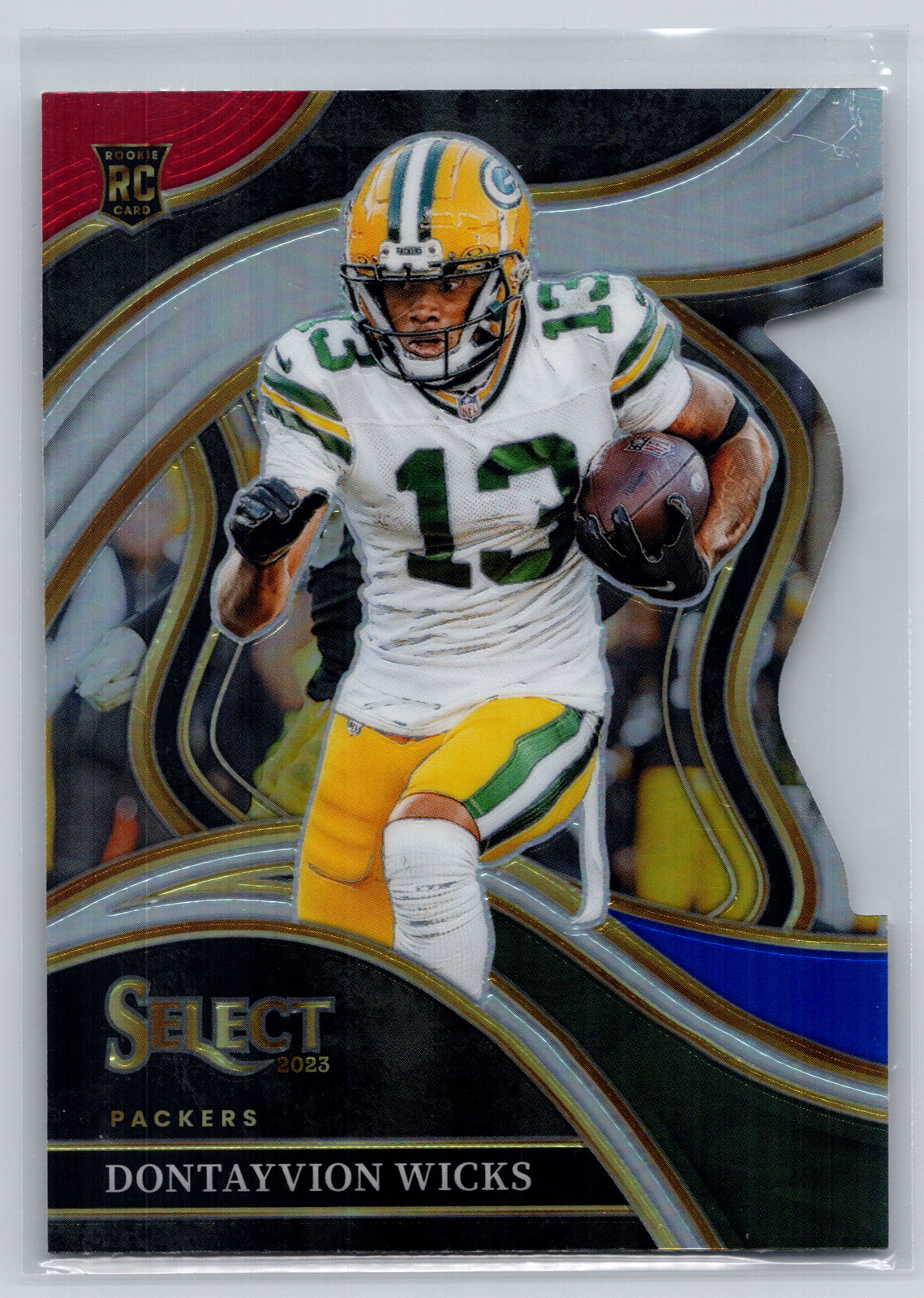 2023 Panini Select #271 Dontayvion Wicks Red and Blue Prizms Die Cuts