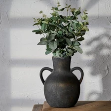 Rustic Ceramic Farmhouse Flower Vase with 2 Handles, Terracotta Vase, Decorat...