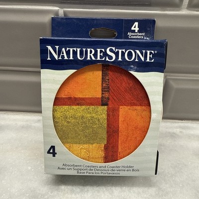Conimar Naturestone Absorbent Coasters 4 Pack with holder