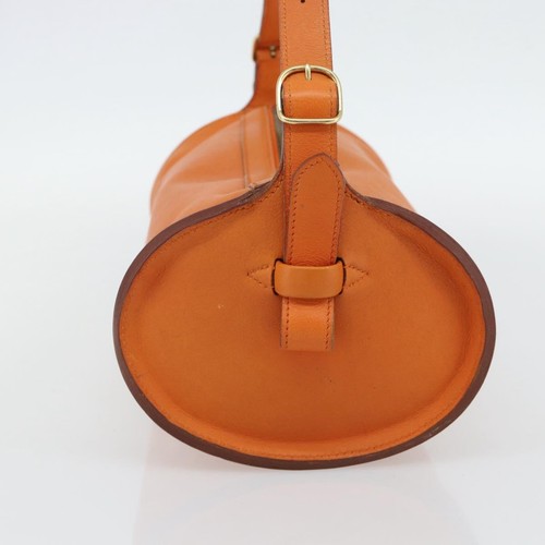 HERMES Doremi Shoulder Bag Leather Orange Gold Auth bs30512 - Picture 3 of 20