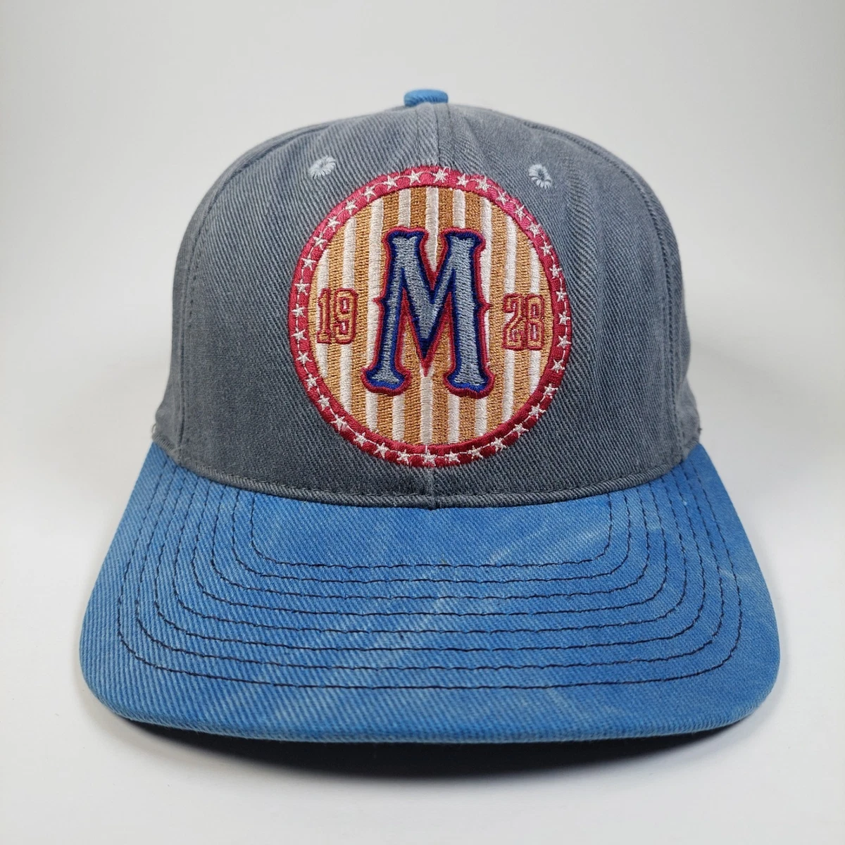 VINTAGE Mickey Mouse Hat Cap Strapback Blue  Denim Leather Adult USA 90s goofy Goofy Blue Disney Hats (1968-Now) for sale | eBay main image 2