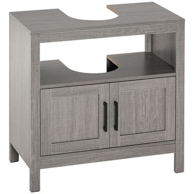 Compact Under Sink Cabinet 23.5x11.75x23.5in Gray Engineered Wood Organizer