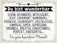 Blechschild 30X40 Cm Du Bist Wunderbar. Ein Ganz Besonderer Mensch Schild Deko G