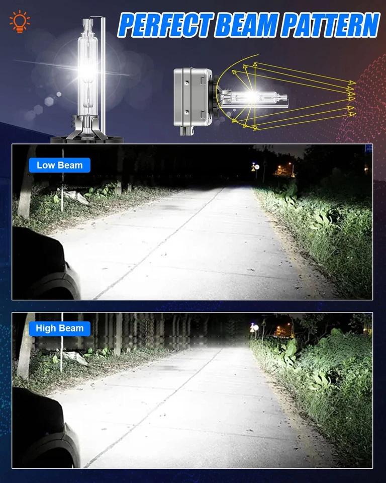 Juego de 2 bombillas de faros HID para Cadillac DTS 2006-2011 6000K D1S haz bajo y alto Foto 3 de 4