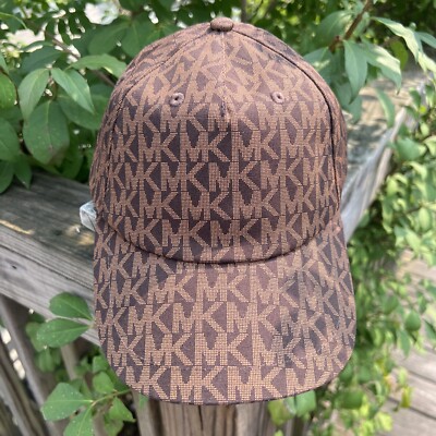 Michael Kors Printed MK Logo Adjustable Baseball Cap Hat Brown