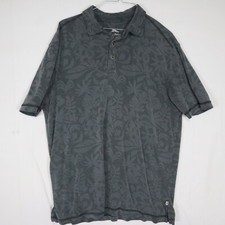 Tommy Bahama Polo Shirt Mens Medium Tropical Golf Gray Floral Short Sleeve